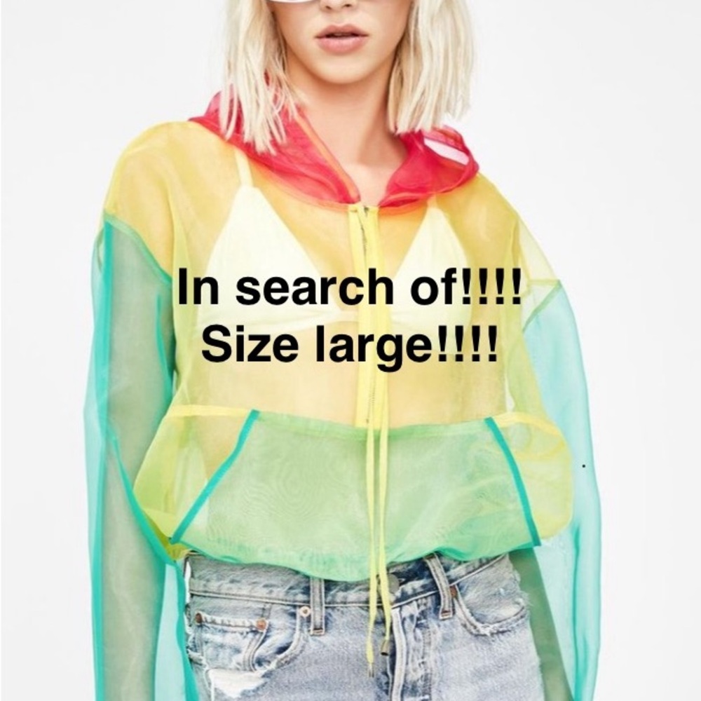 ISO Dolls Kill Bae Spectrum Rainbow Colorblock Organza Hoodie